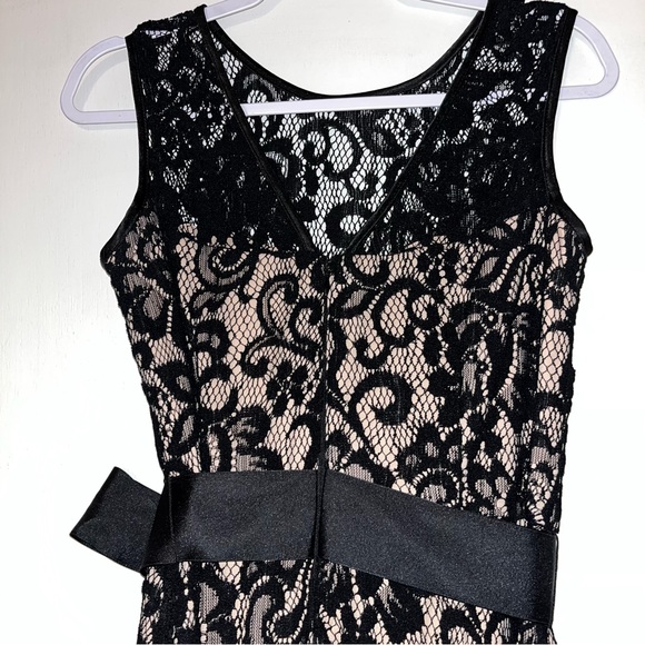 Betsy & Adam Sleeveless Lace Overlay Gown - Picture 10 of 16